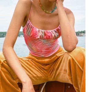 UO Kelsey ruched cropped cami